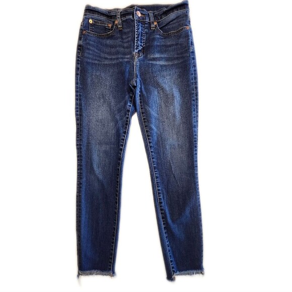 J. Crew 9" High Rise Toothpick Skinny Jeans, Dark Blue Wash, 28 - Picture 2 of 9